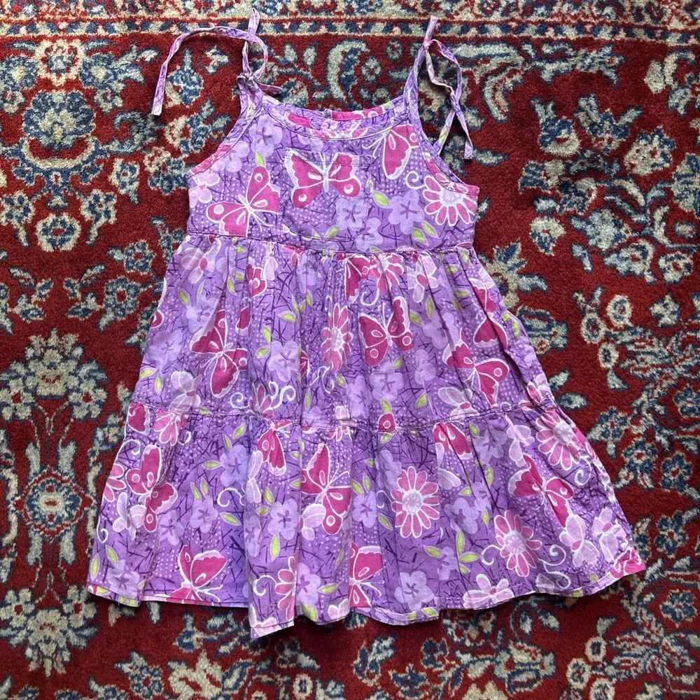 The Childrens Place Girls 24 Month Purple Floral Butterfly Y2K Cotton Dress